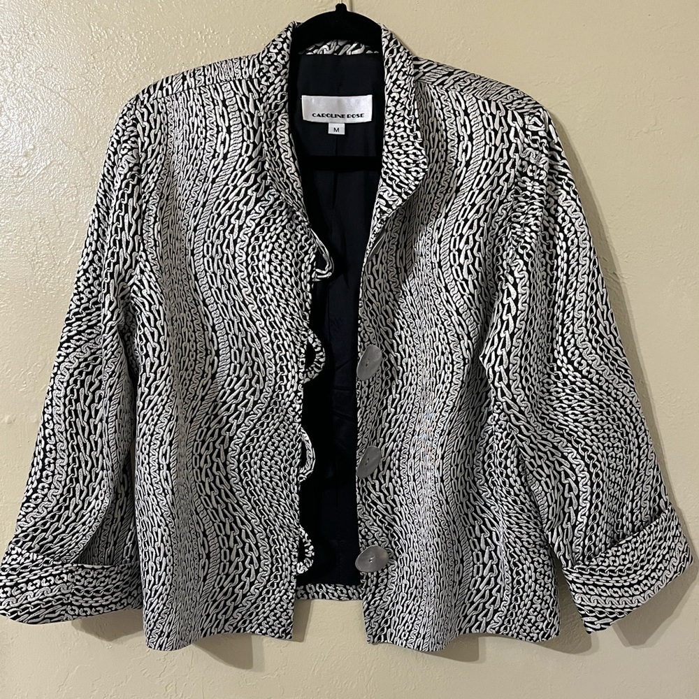 Caroline Rose Silver Chain Printed Dress Jackets size medium - Picture 3 of 7